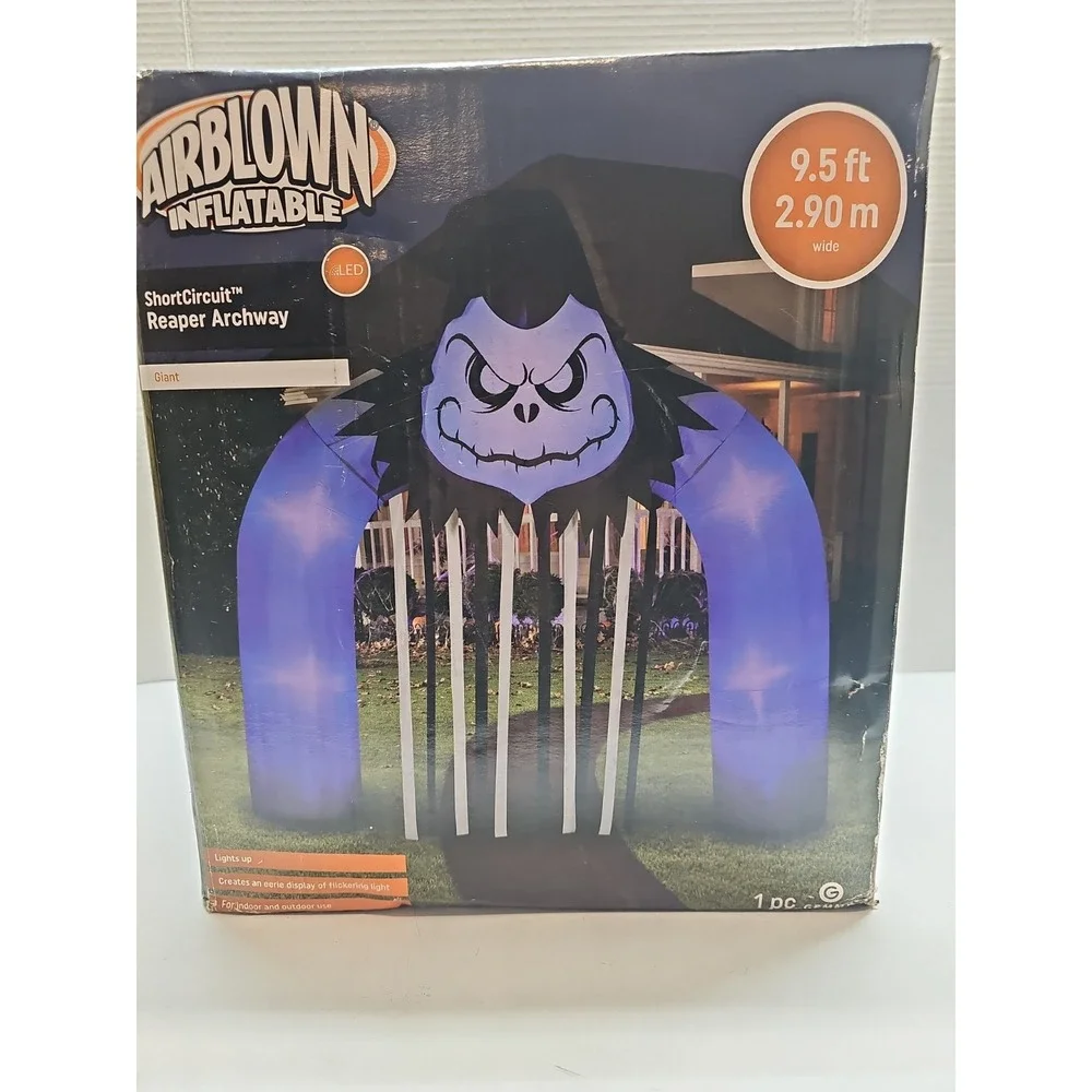 Gemmy Airblown Halloween Inflatable Short Circuit Reaper Archway‎